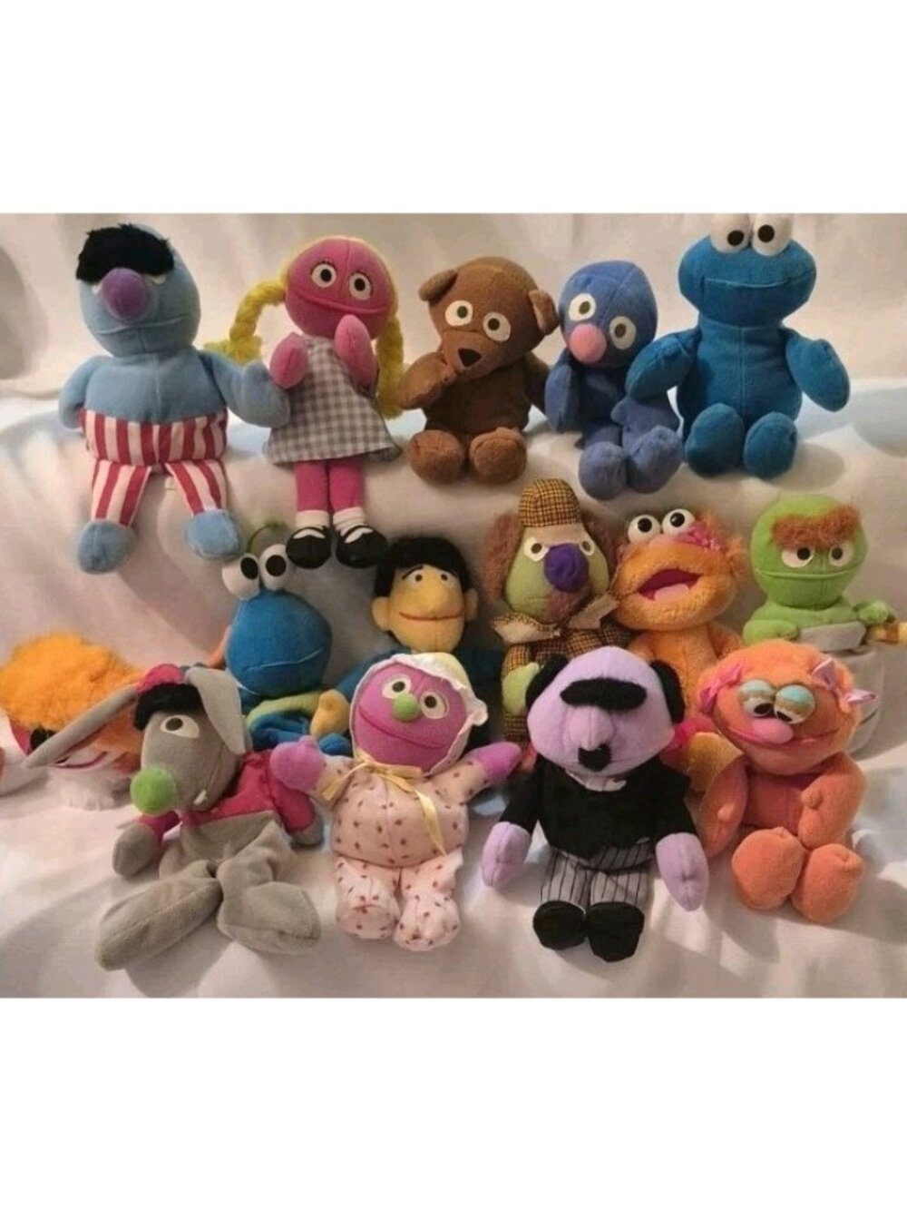 Set Of (15) Tyco Vintage  Sesame Street Bean Bag Plush Stuffed Dolls Toys
